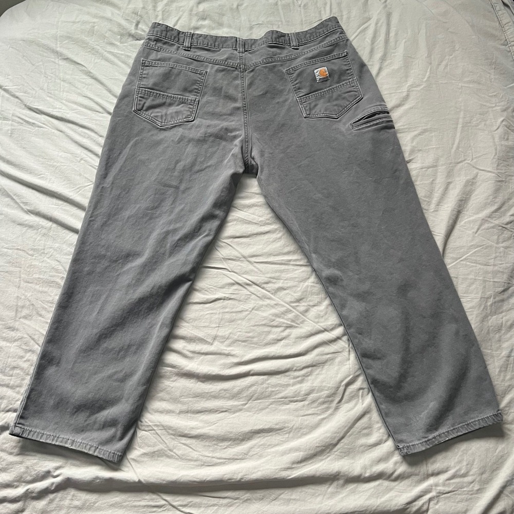 CARHARTT Rugged Flex Mens 42x30 Relaxed Fit‎ Canvas Work Pants Gray Workwear